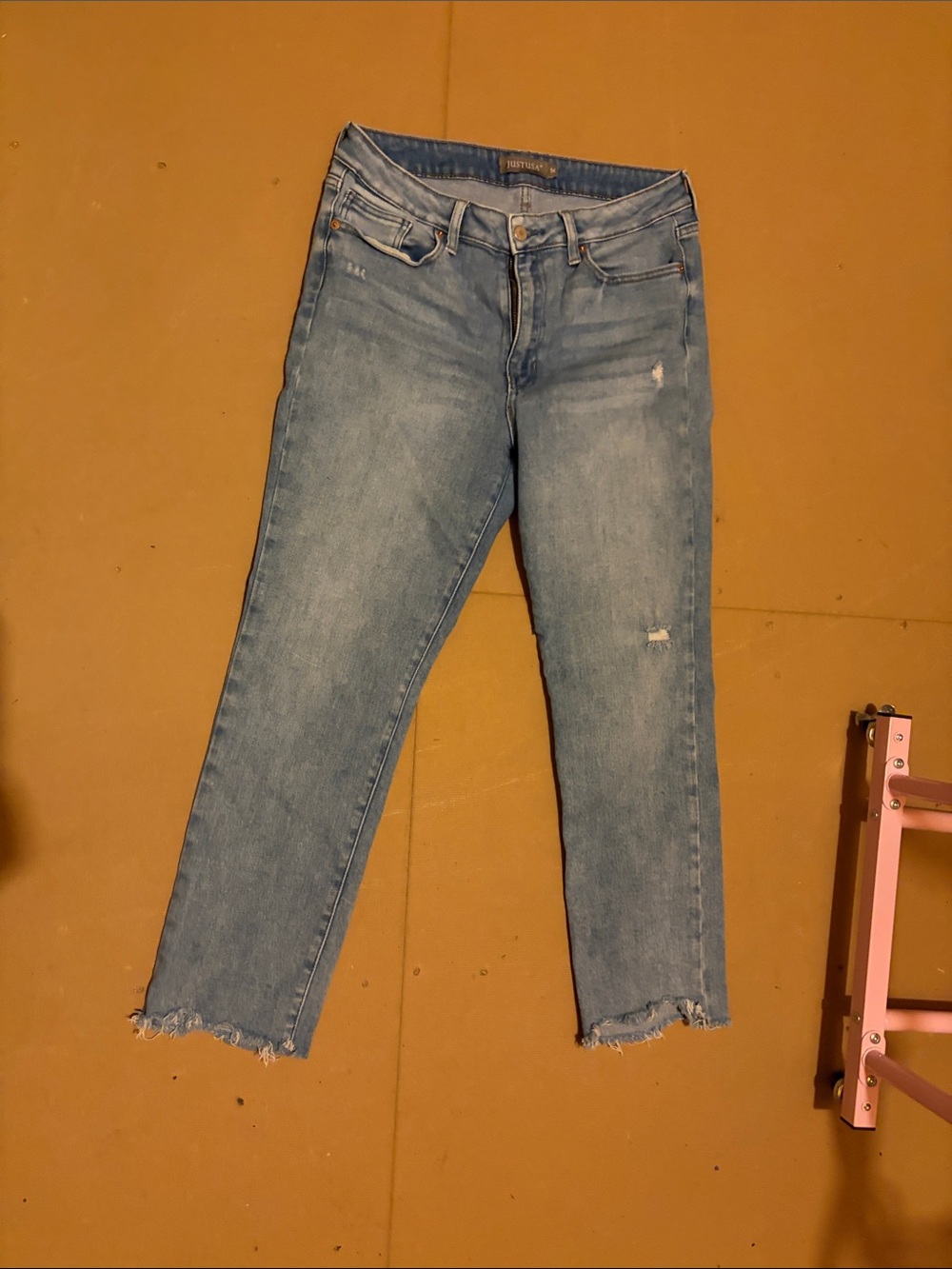 Just USA Light Blue Ankle Crop Distressed Jeans size 14